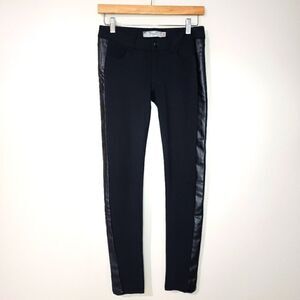 Paige Size 26 Black Skinny Pants Leggings Faux Leather Stripe